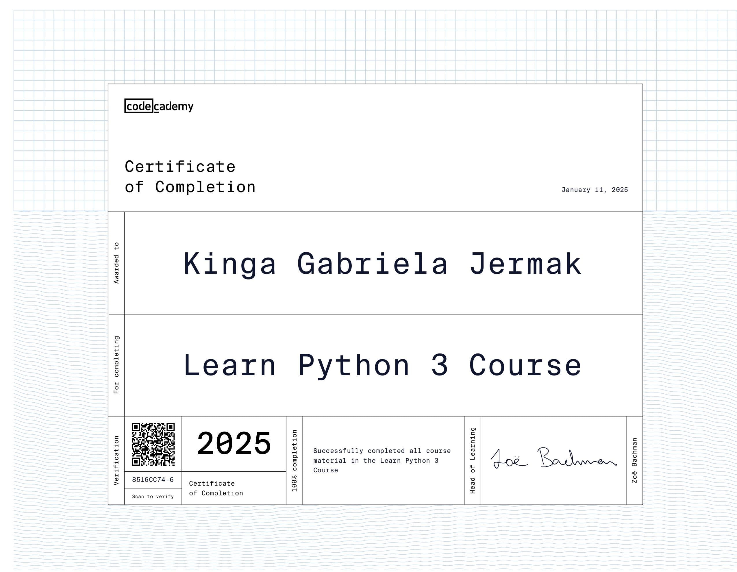 Python 3 Certificate